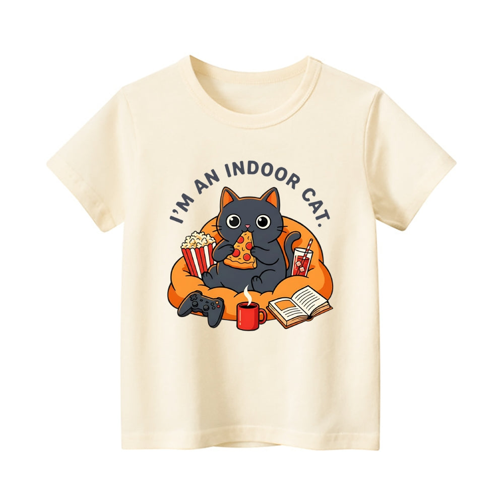 Indoor Cat Vintage Kids Cotton T-shirt