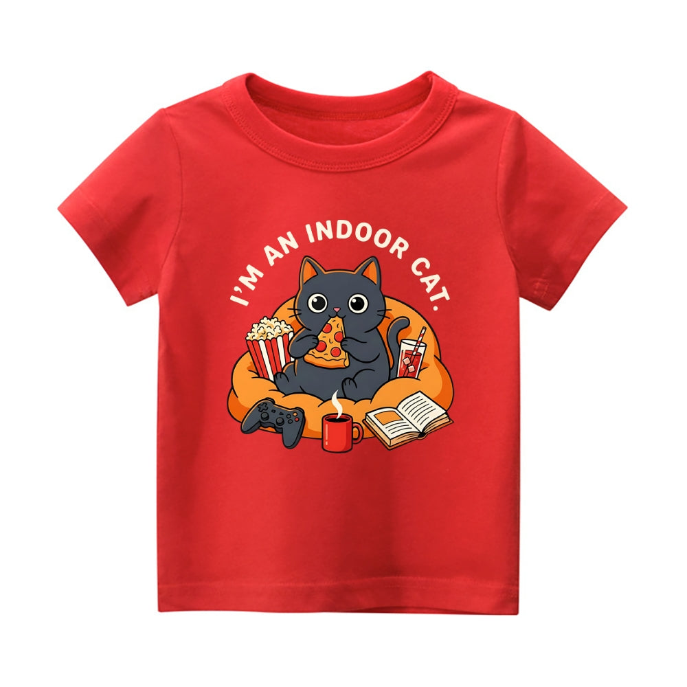 Indoor Cat Vintage Kids Cotton T-shirt
