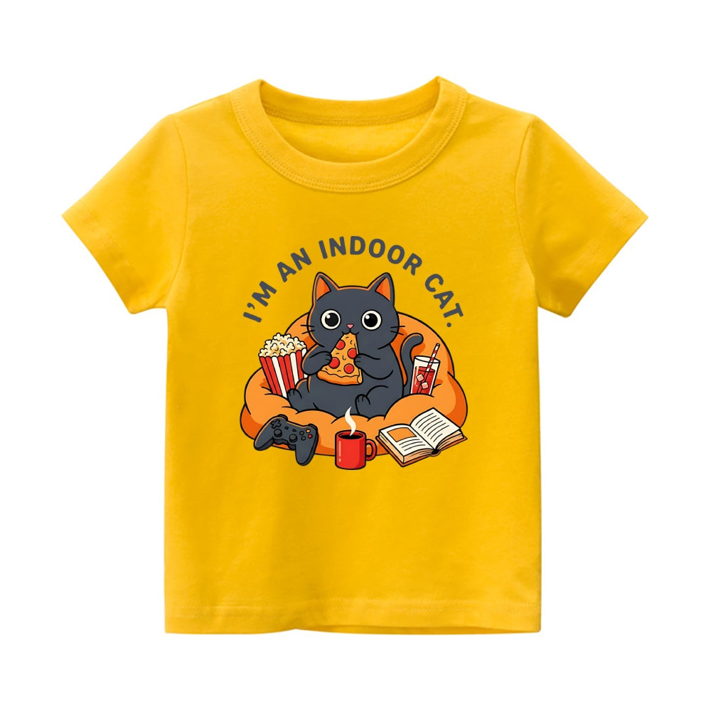 Indoor Cat Vintage Kids Cotton T-shirt
