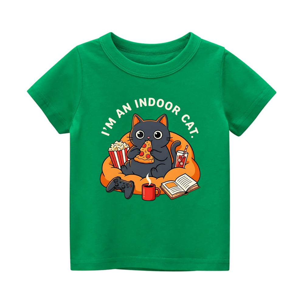 Indoor Cat Vintage Kids Cotton T-shirt