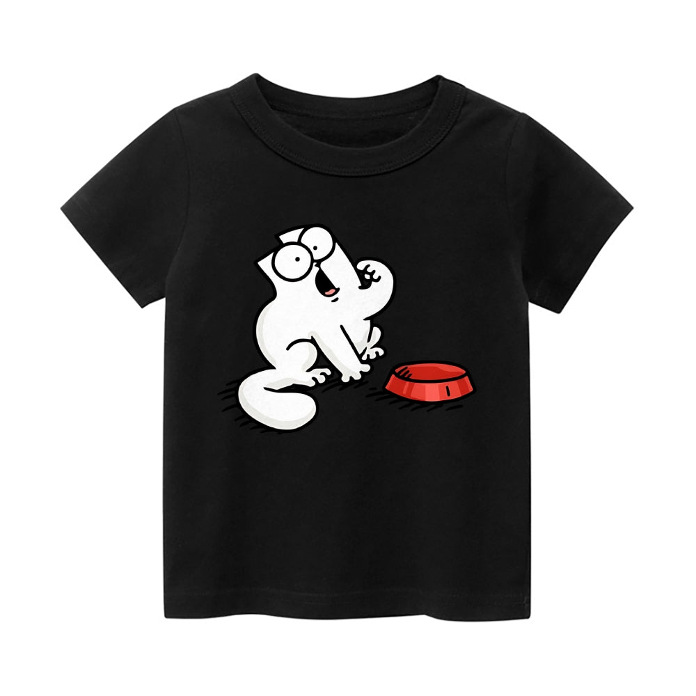 Feeding Me Cat Vintage Kids Cotton T-shirt
