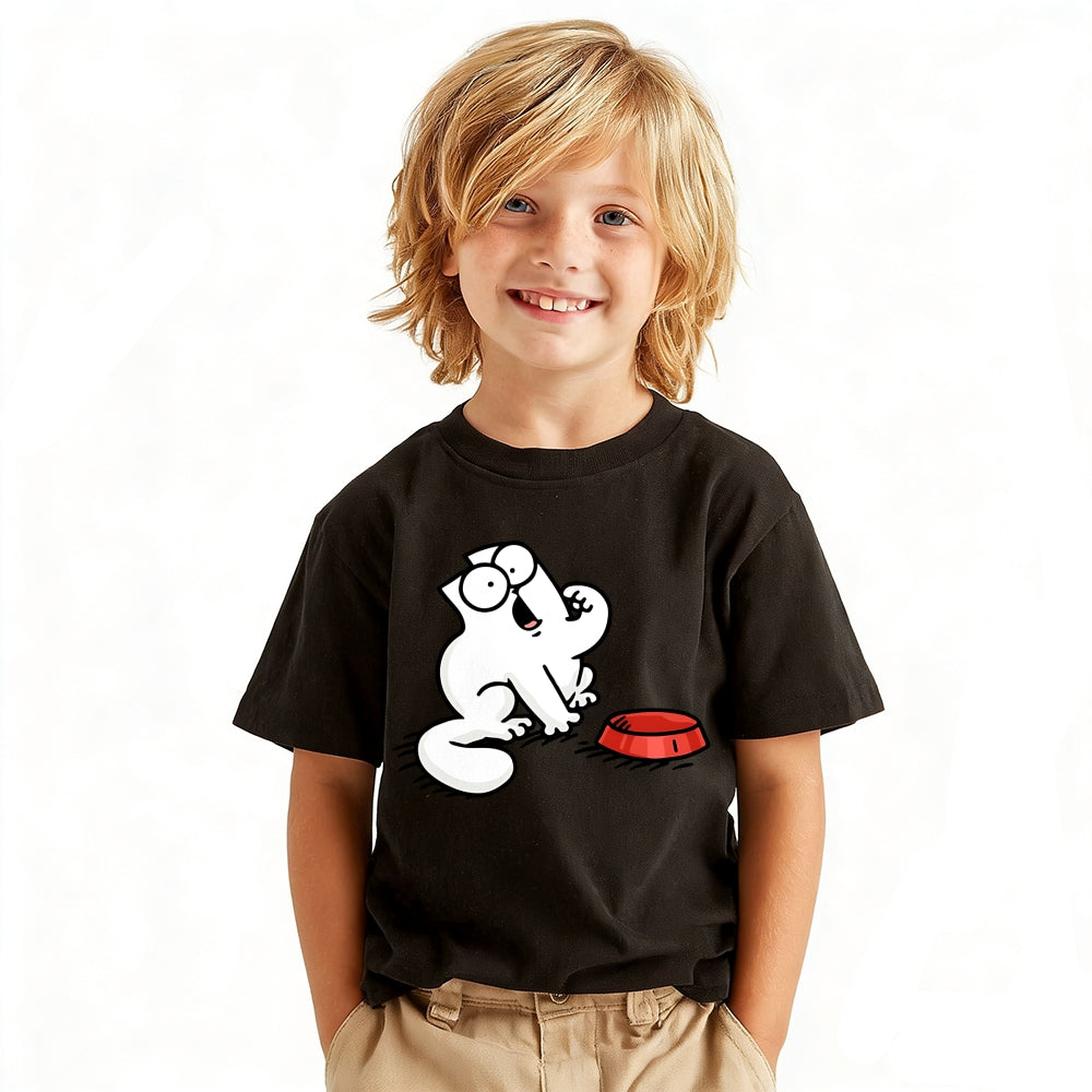 Feeding Me Cat Vintage Kids Cotton T-shirt