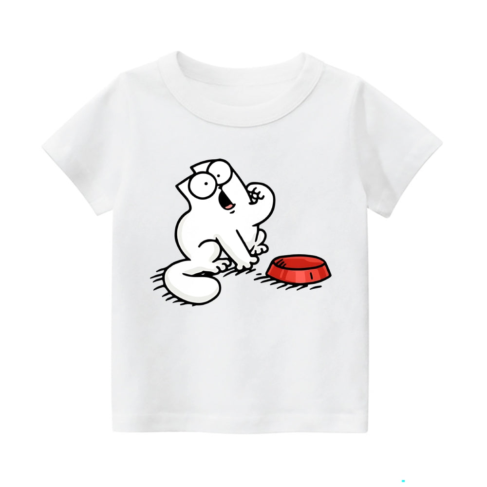 Feeding Me Cat Vintage Kids Cotton T-shirt