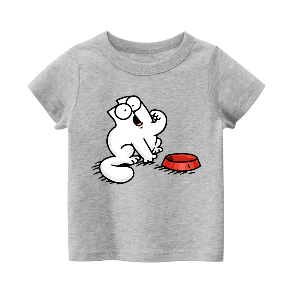 Feeding Me Cat Vintage Kids Cotton T-shirt