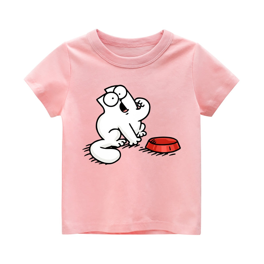 Feeding Me Cat Vintage Kids Cotton T-shirt