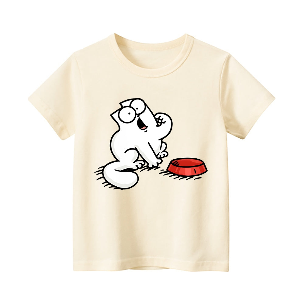 Feeding Me Cat Vintage Kids Cotton T-shirt