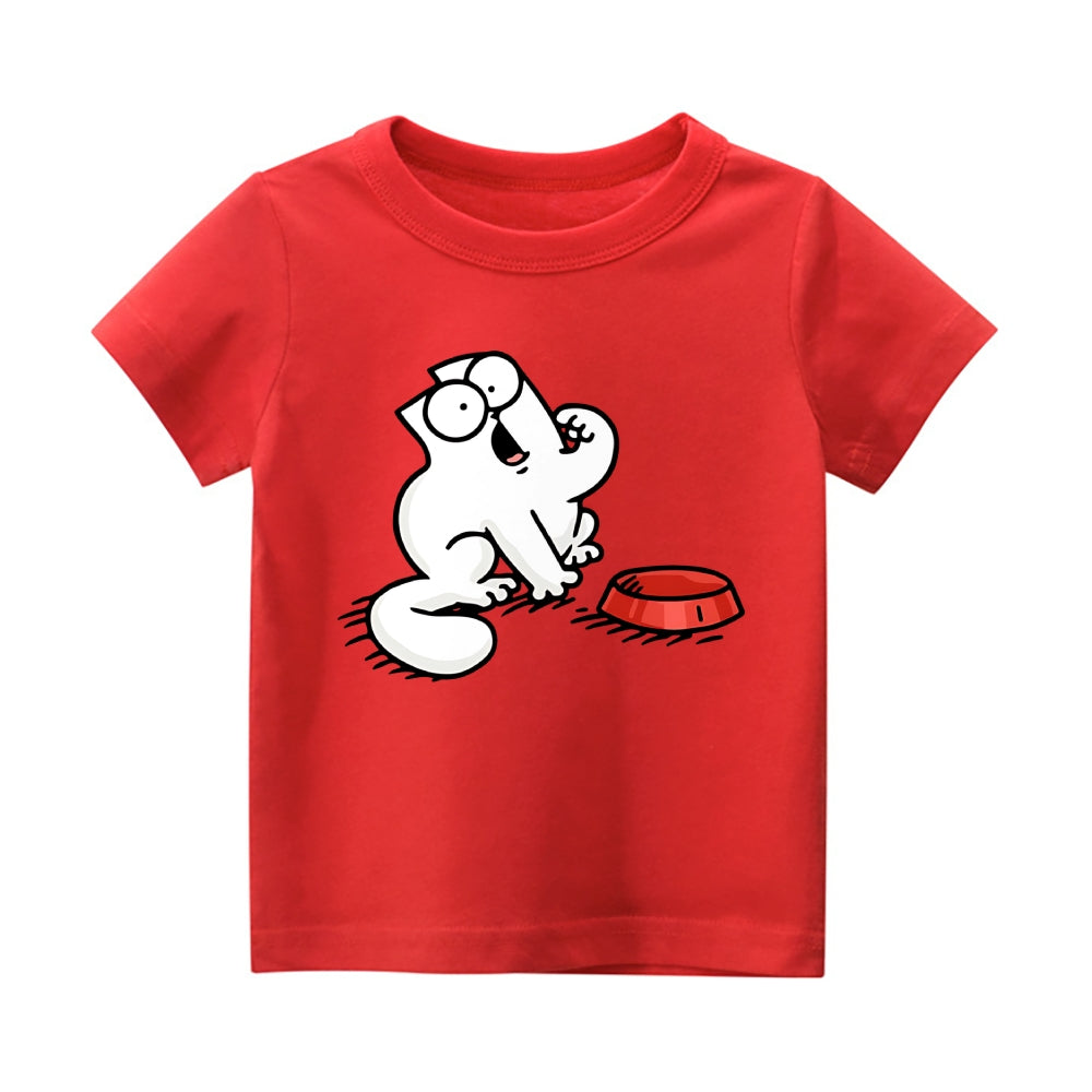 Feeding Me Cat Vintage Kids Cotton T-shirt