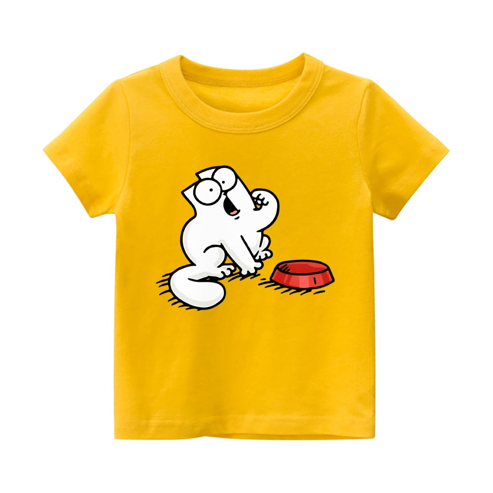 Feeding Me Cat Vintage Kids Cotton T-shirt