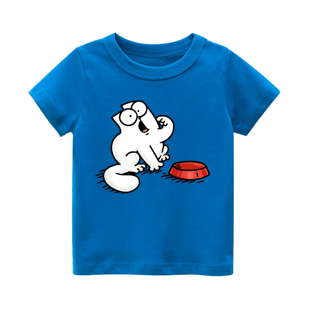 Feeding Me Cat Vintage Kids Cotton T-shirt