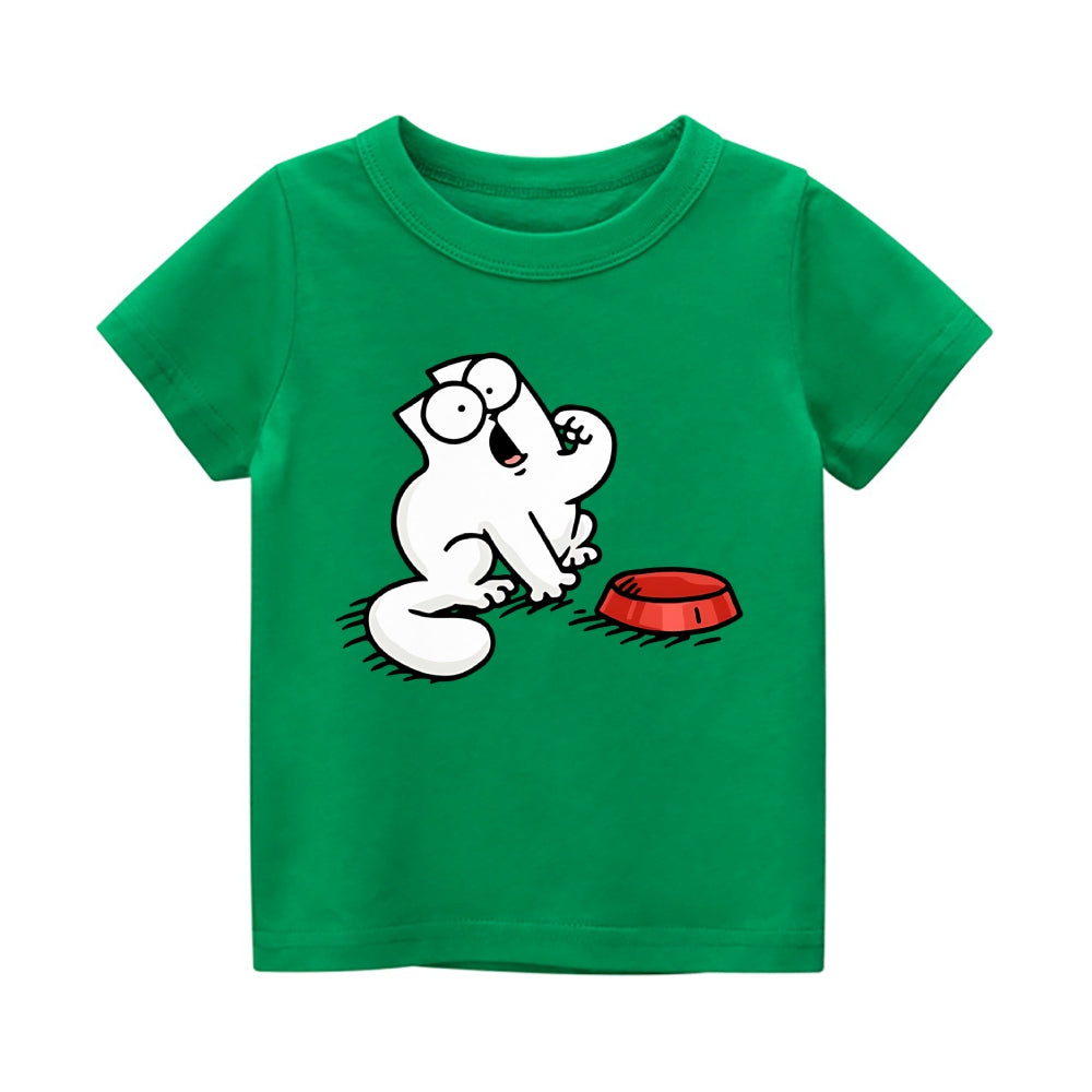 Feeding Me Cat Vintage Kids Cotton T-shirt