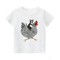 Tuxedo Cat Rooster Vintage Kids Cotton T-shirt