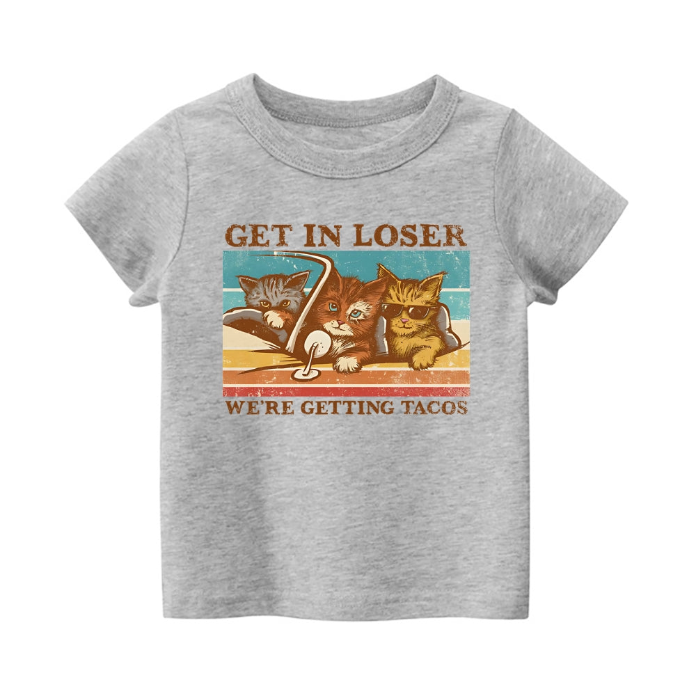 Cat Vintage Kids Cotton T-shirt
