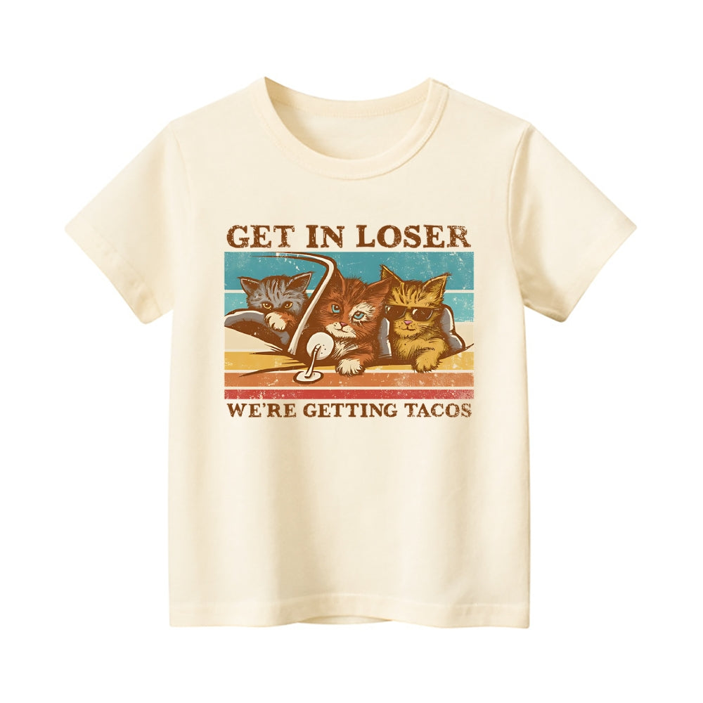 Cat Vintage Kids Cotton T-shirt