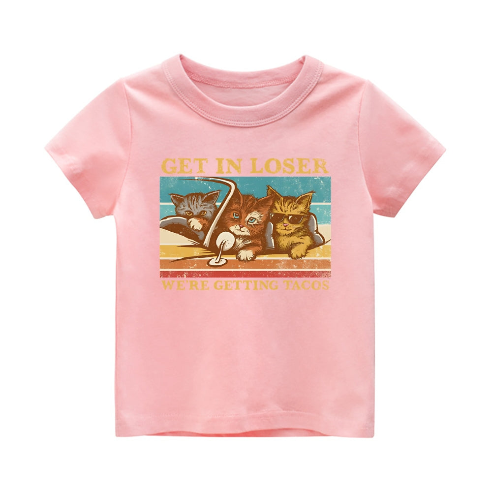 Cat Vintage Kids Cotton T-shirt