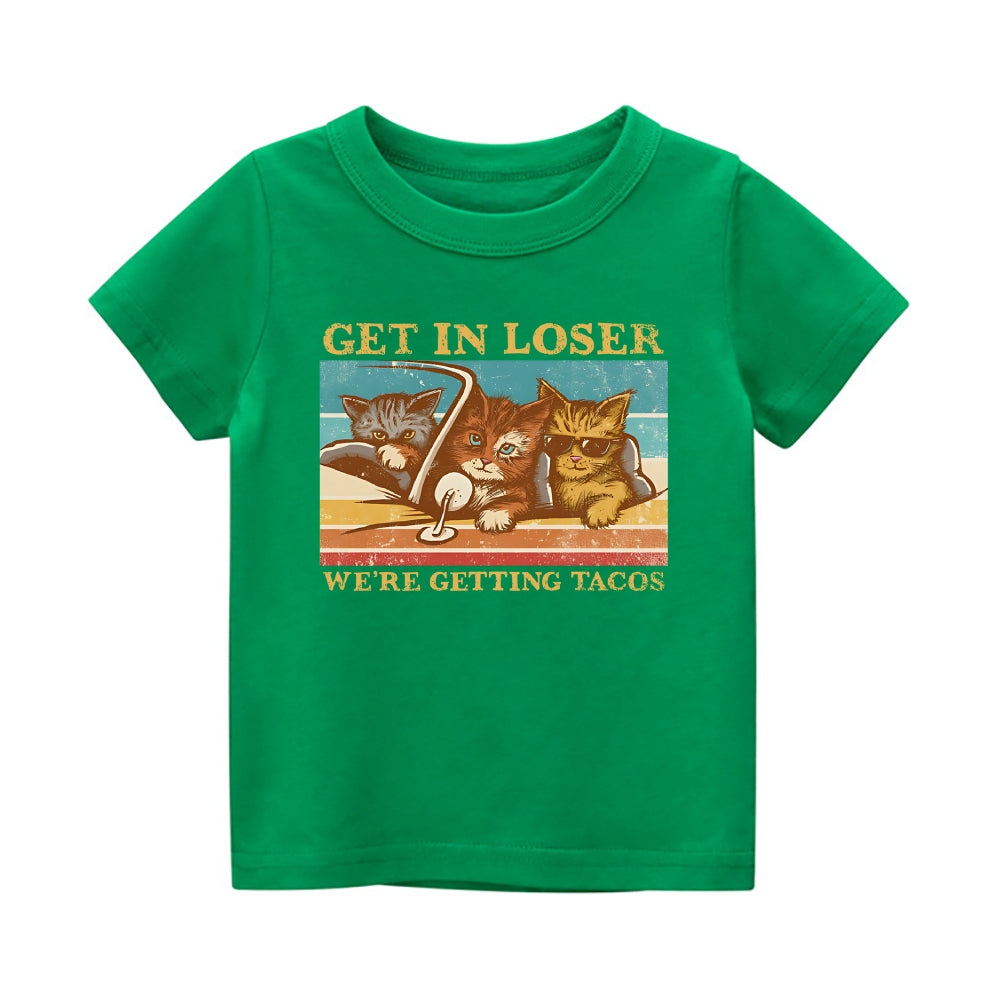 Cat Vintage Kids Cotton T-shirt