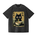 Ramen Cat Vintage Wash Japanese Design T-Shirt