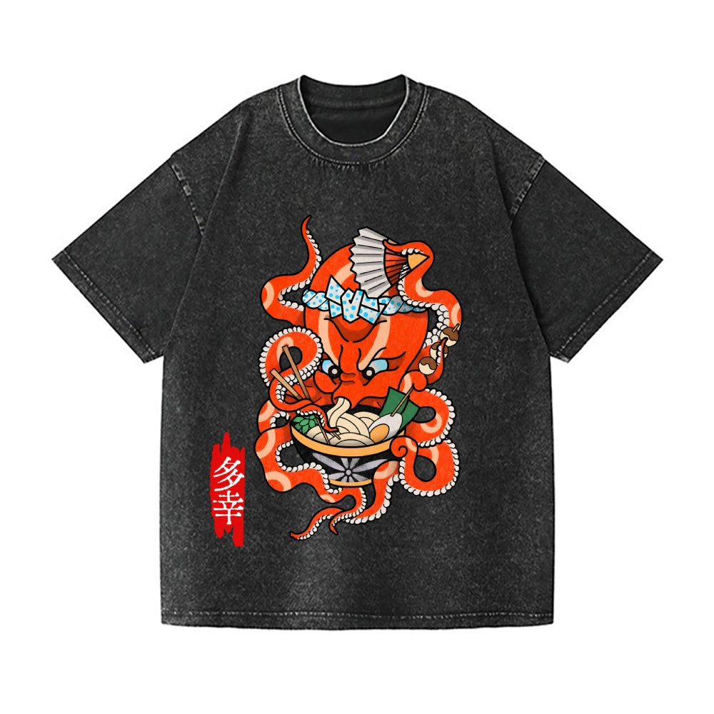 Tattoo Octopus Vintage Wash Japanese Design T-Shirt