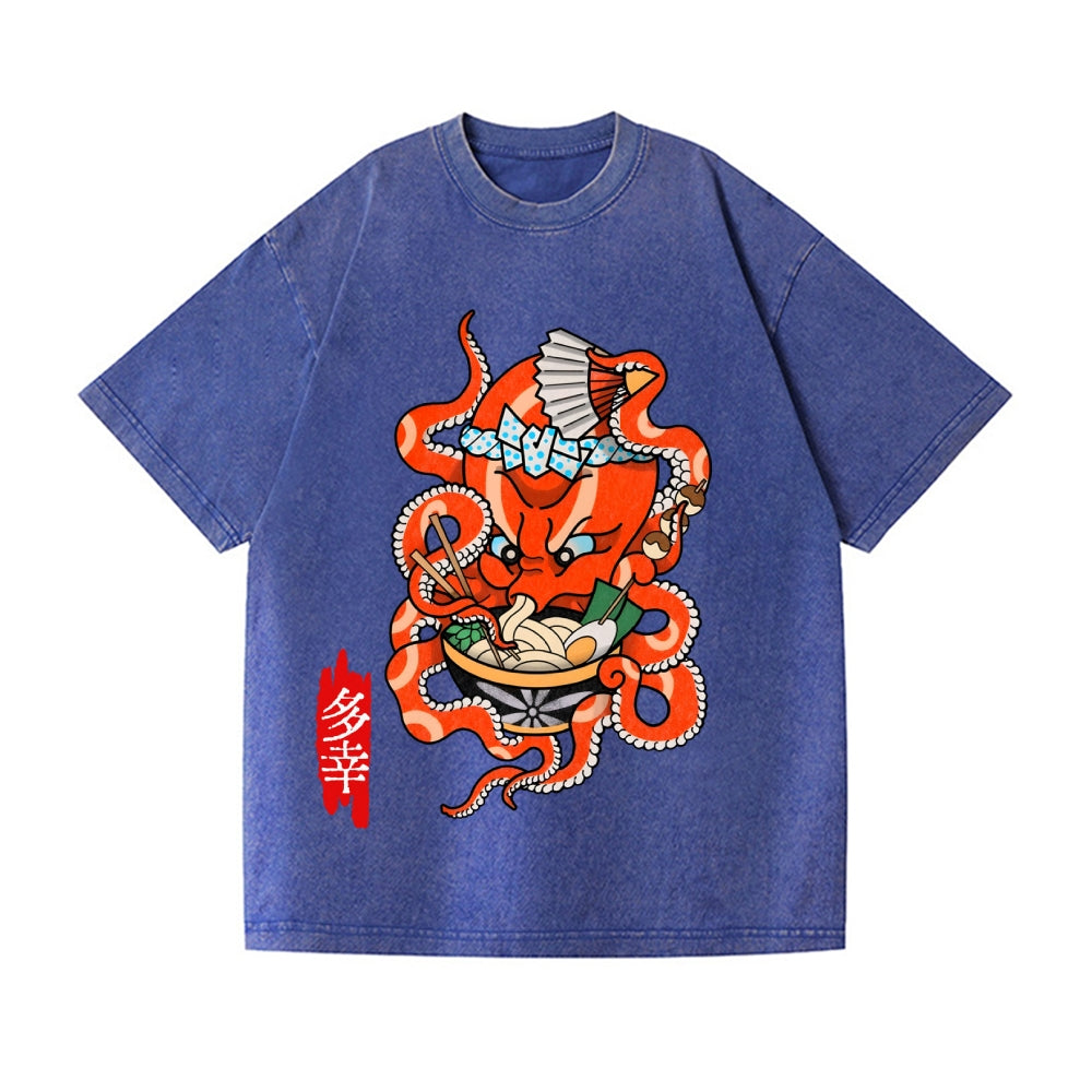 Tattoo Octopus Vintage Wash Japanese Design T-Shirt