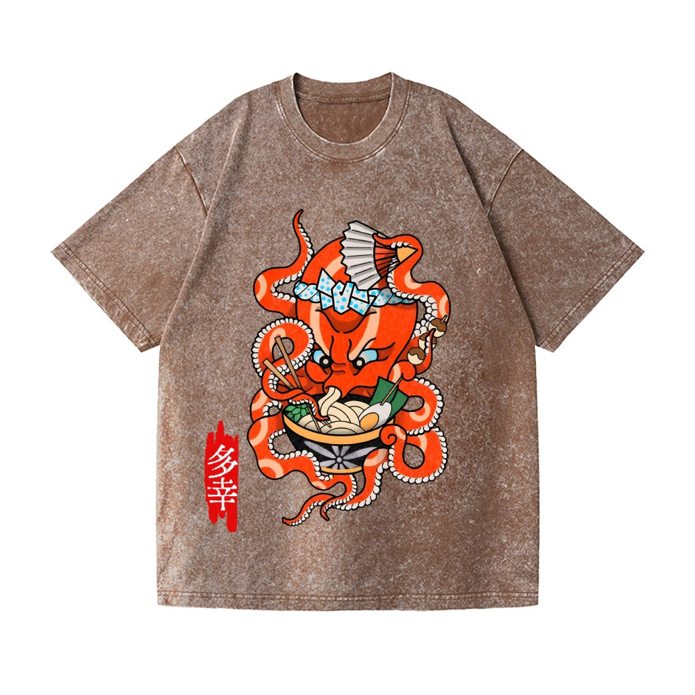 Tattoo Octopus Vintage Wash Japanese Design T-Shirt