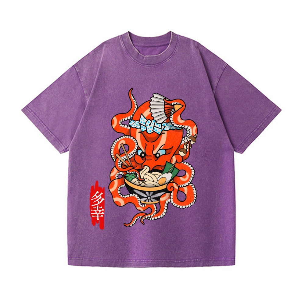 Tattoo Octopus Vintage Wash Japanese Design T-Shirt