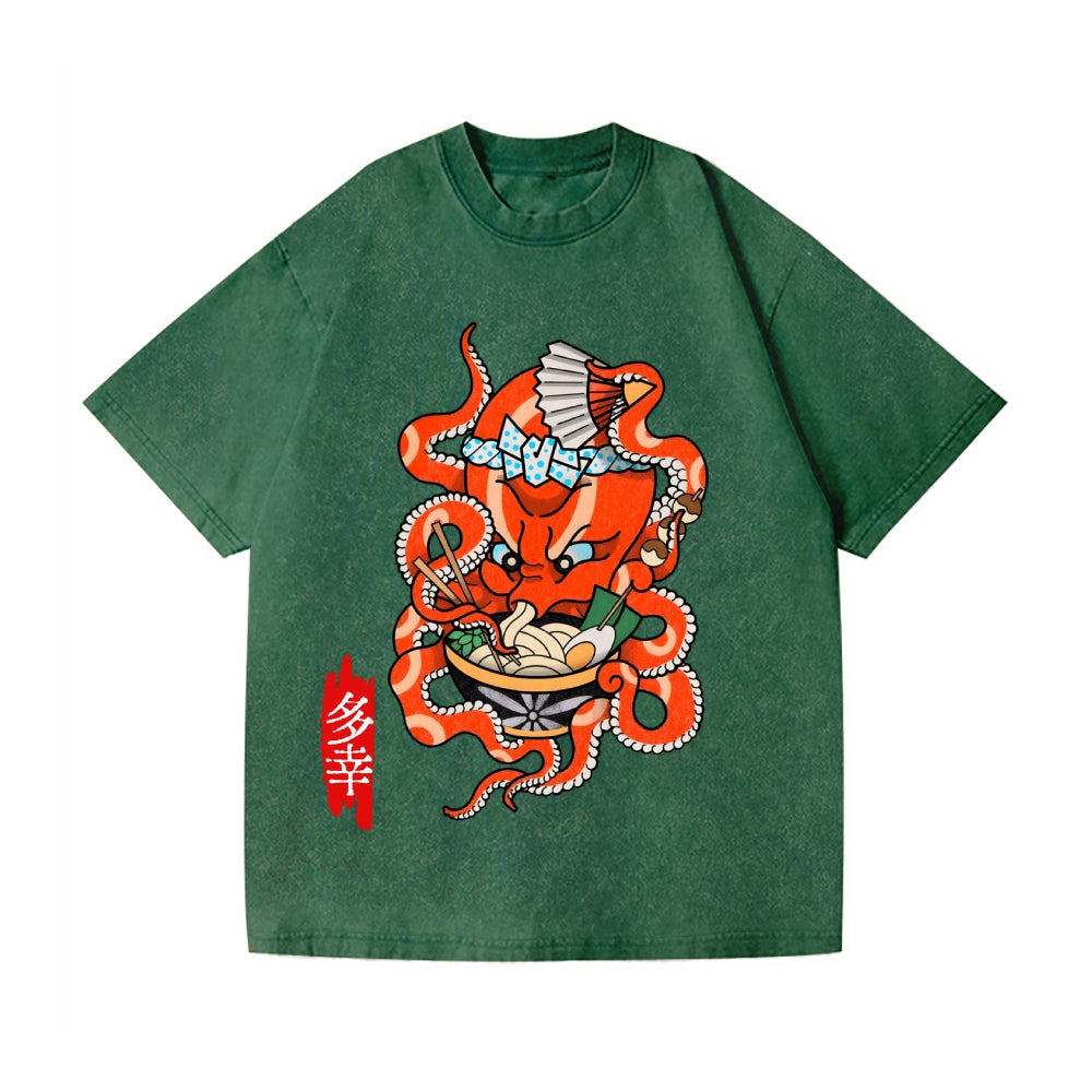Tattoo Octopus Vintage Wash Japanese Design T-Shirt