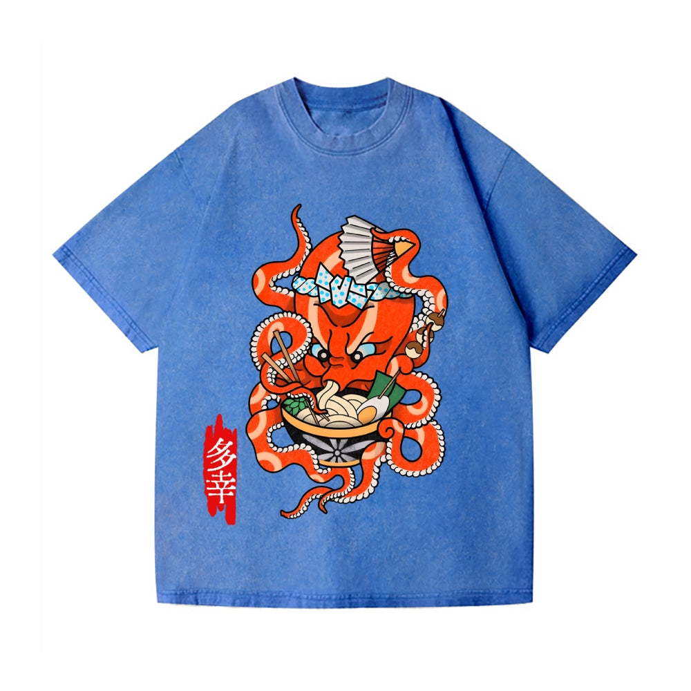 Tattoo Octopus Vintage Wash Japanese Design T-Shirt
