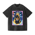 Space Ramen Cat Vintage Wash Japanese Design T-Shirt