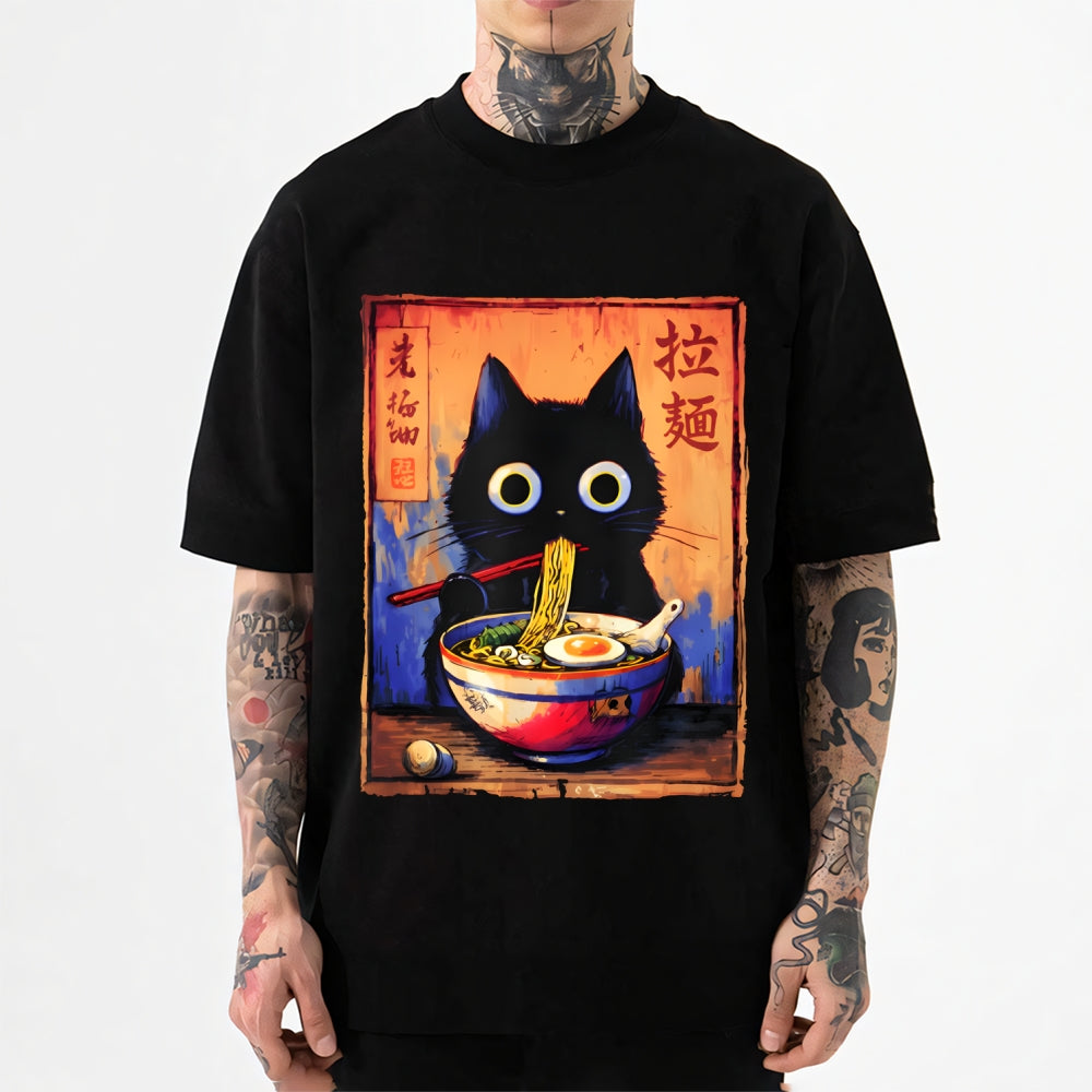 Black Cat Ramen Japanese Style Classic Tee