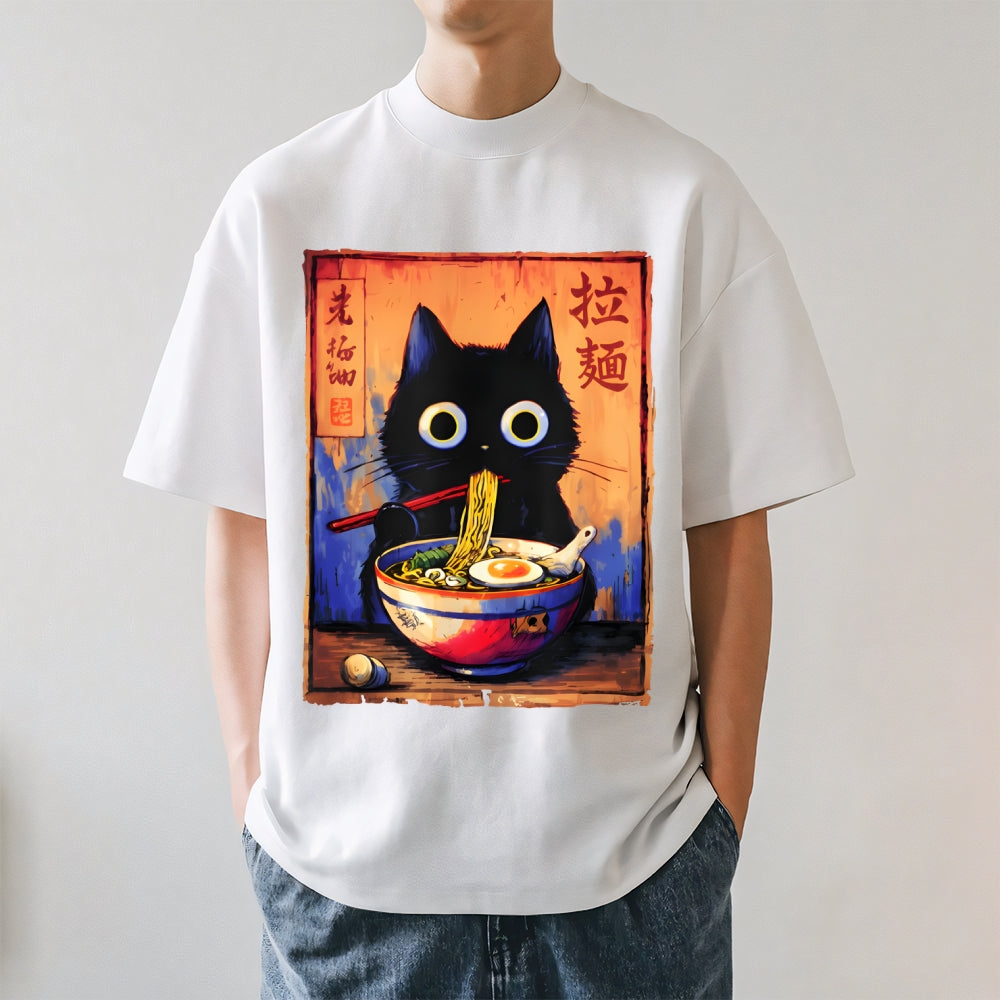 Black Cat Ramen Japanese Style Classic Tee
