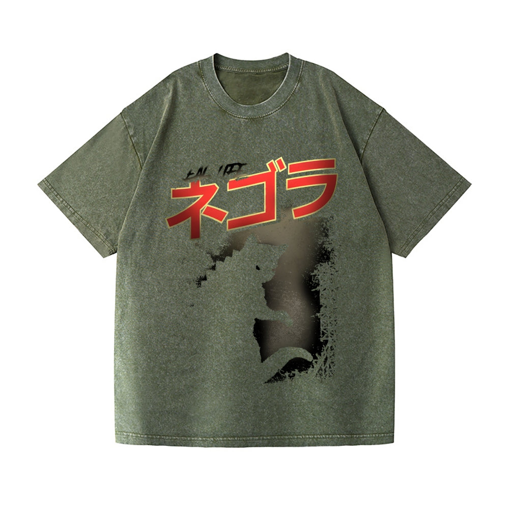 Kaiju Cat Vintage Wash Japanese Design T-Shirt