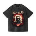 Kaiju Cat Vintage Wash Japanese Design T-Shirt