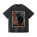 Kaiju Cat Vintage Wash Japanese Design T-Shirt