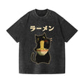 Ramen Cat Vintage Wash Japanese Design T-Shirt