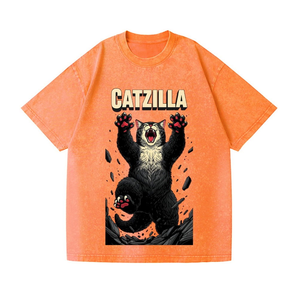 Kaiju Catzilla Vintage Wash Japanese Design T-Shirt