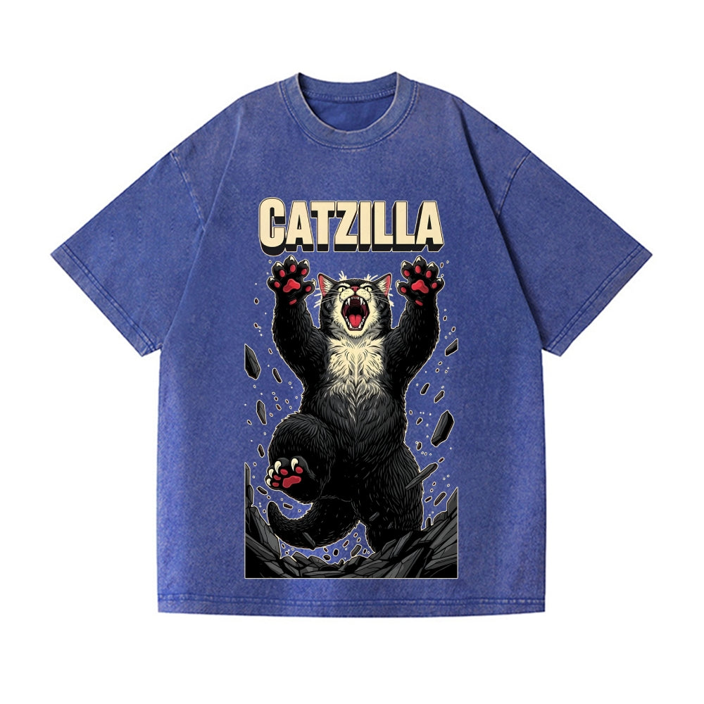 Kaiju Catzilla Vintage Wash Japanese Design T-Shirt