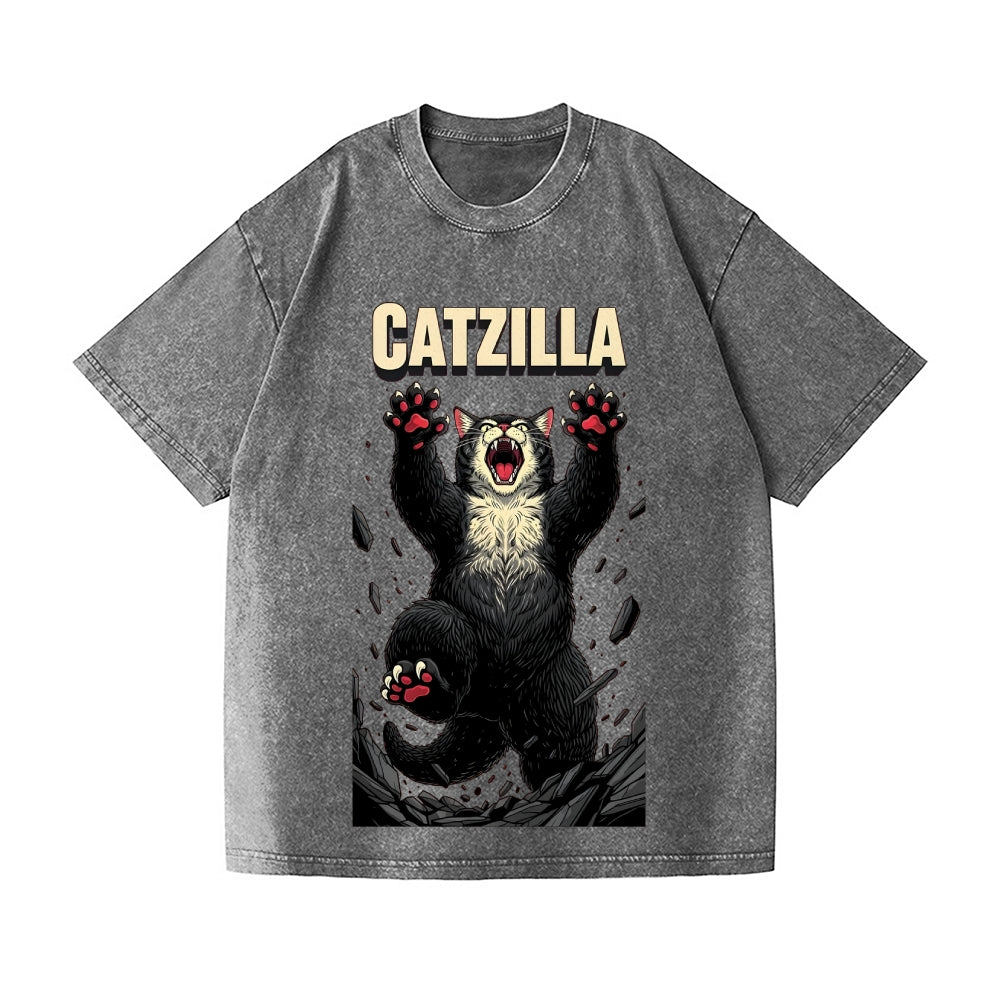 Kaiju Catzilla Vintage Wash Japanese Design T-Shirt