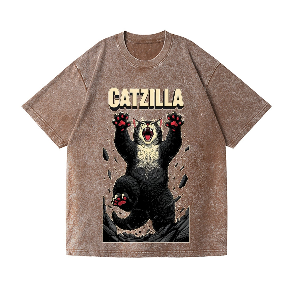 Kaiju Catzilla Vintage Wash Japanese Design T-Shirt