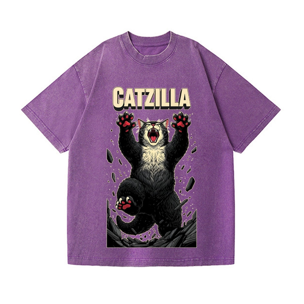 Kaiju Catzilla Vintage Wash Japanese Design T-Shirt