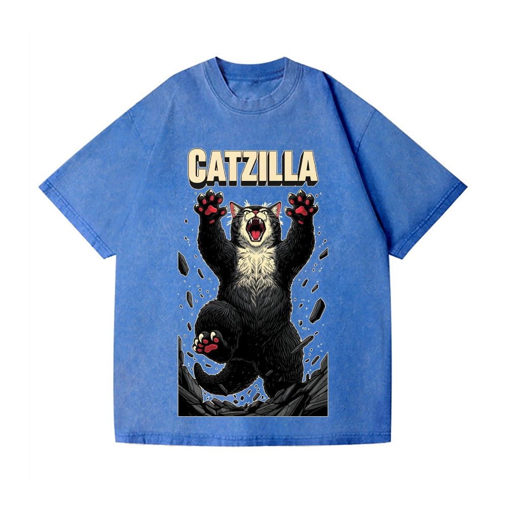 Kaiju Catzilla Vintage Wash Japanese Design T-Shirt