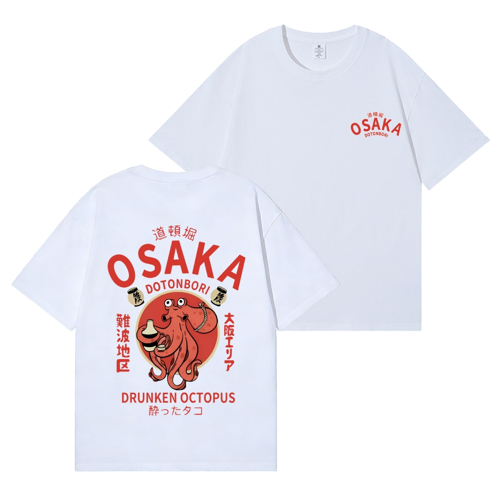 Osaka Dotonbori Drunken Octopus Back Art Cotton Tee