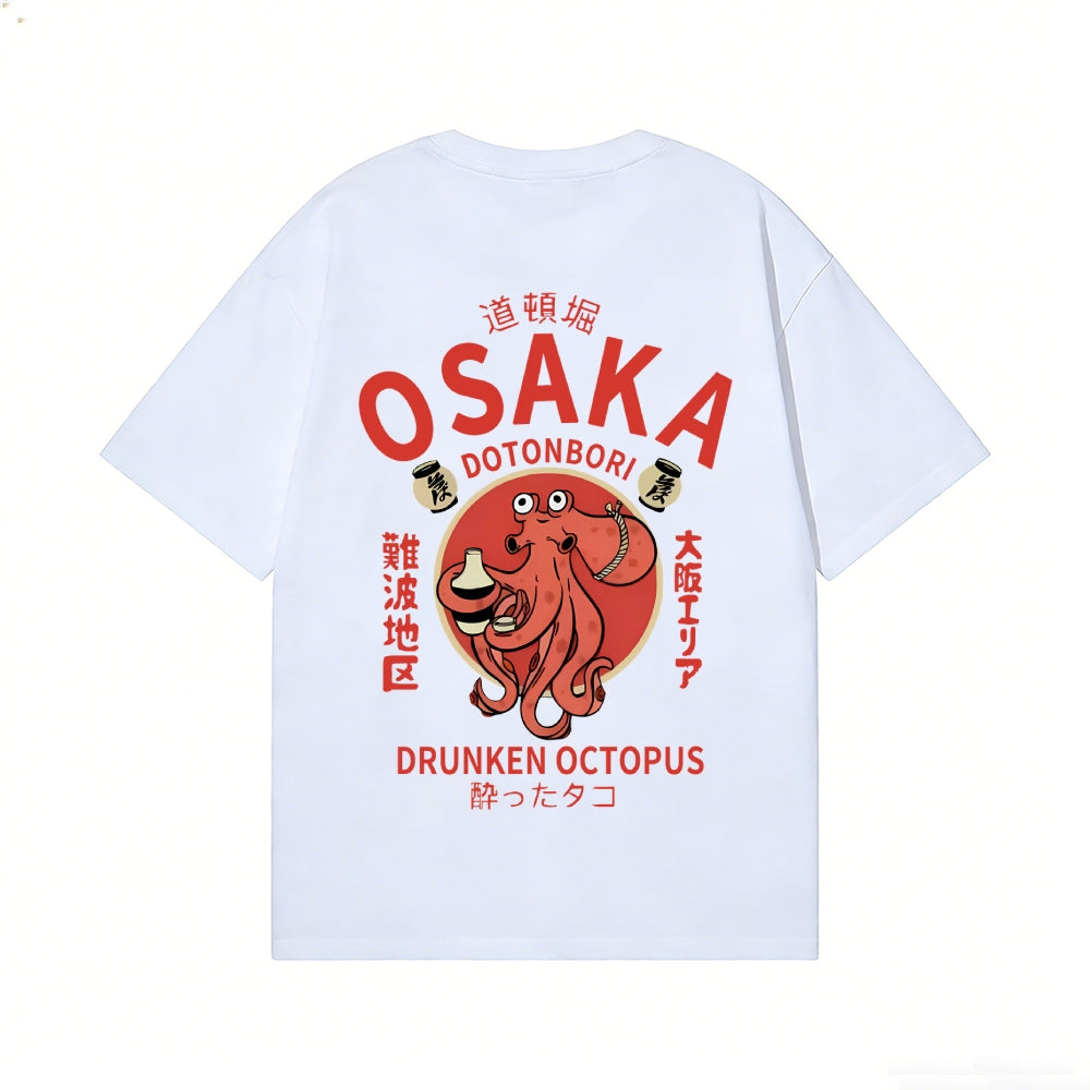 Osaka Dotonbori Drunken Octopus Back Art Cotton Tee