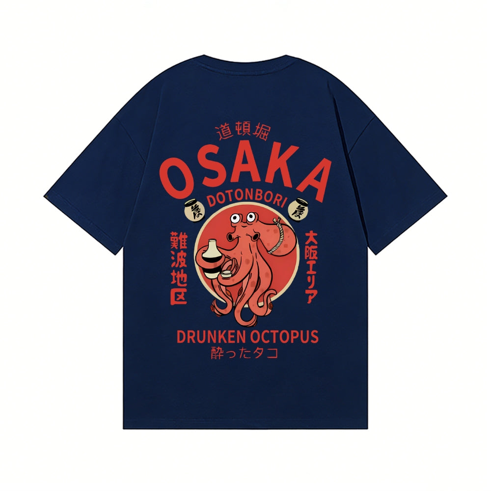 Osaka Dotonbori Drunken Octopus Back Art Cotton Tee