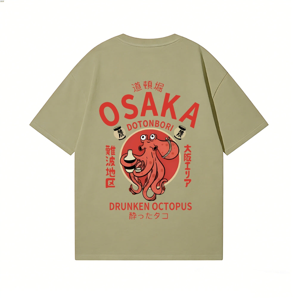 Osaka Dotonbori Drunken Octopus Back Art Cotton Tee