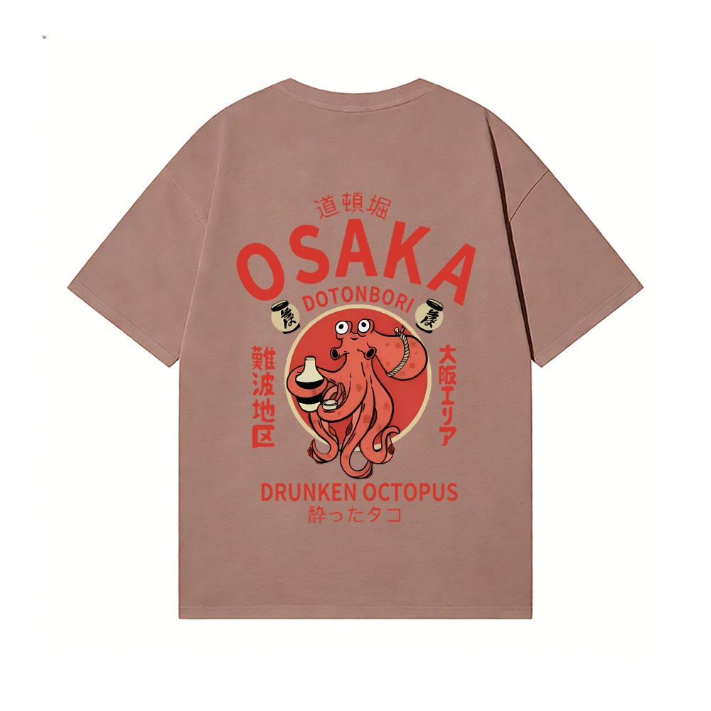 Osaka Dotonbori Drunken Octopus Back Art Cotton Tee