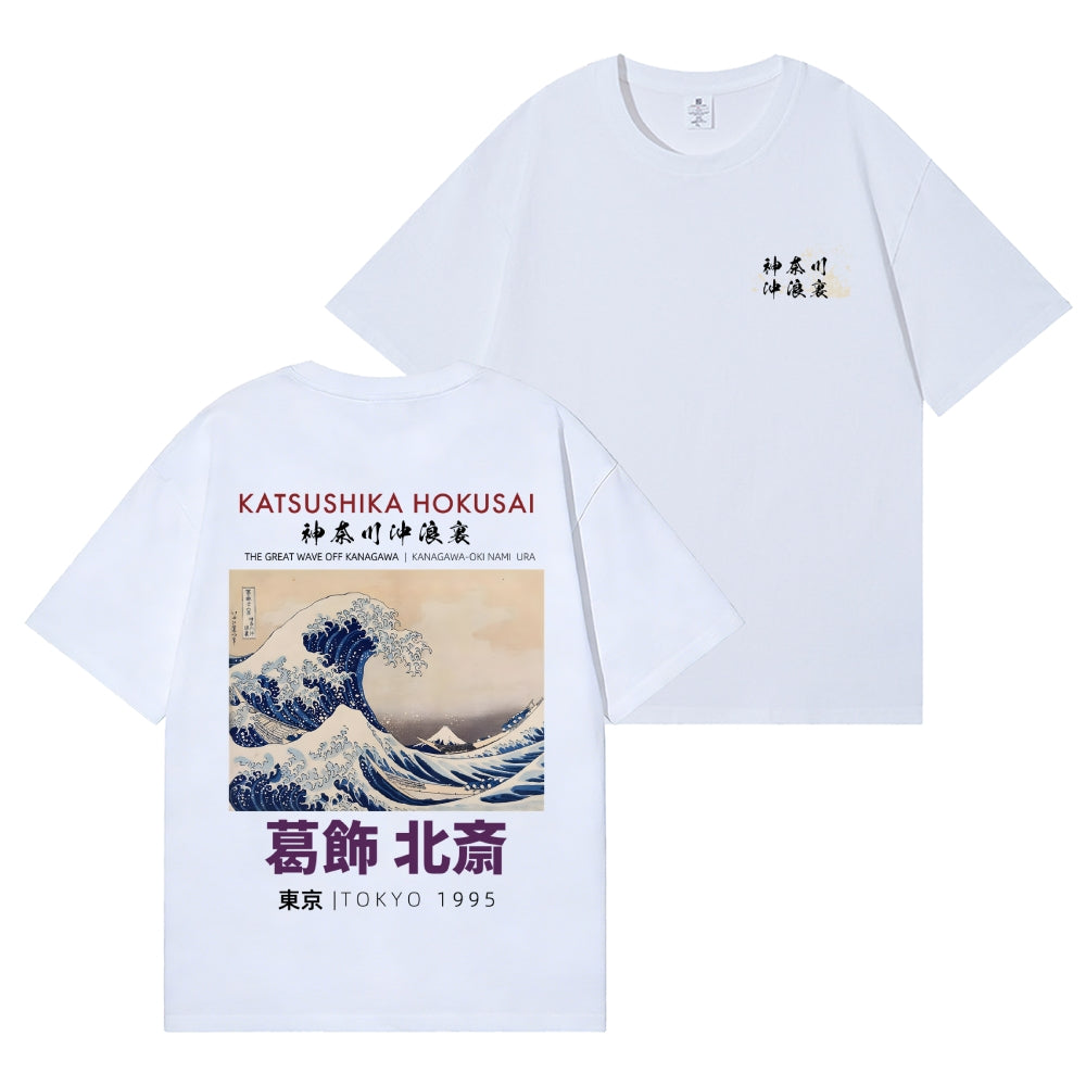 Great Wave Katsushika Hokusai Back Art Cotton Tee
