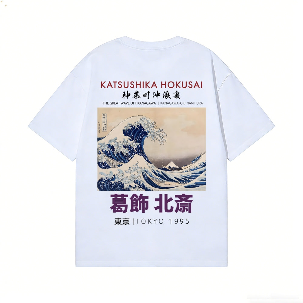 Great Wave Katsushika Hokusai Back Art Cotton Tee