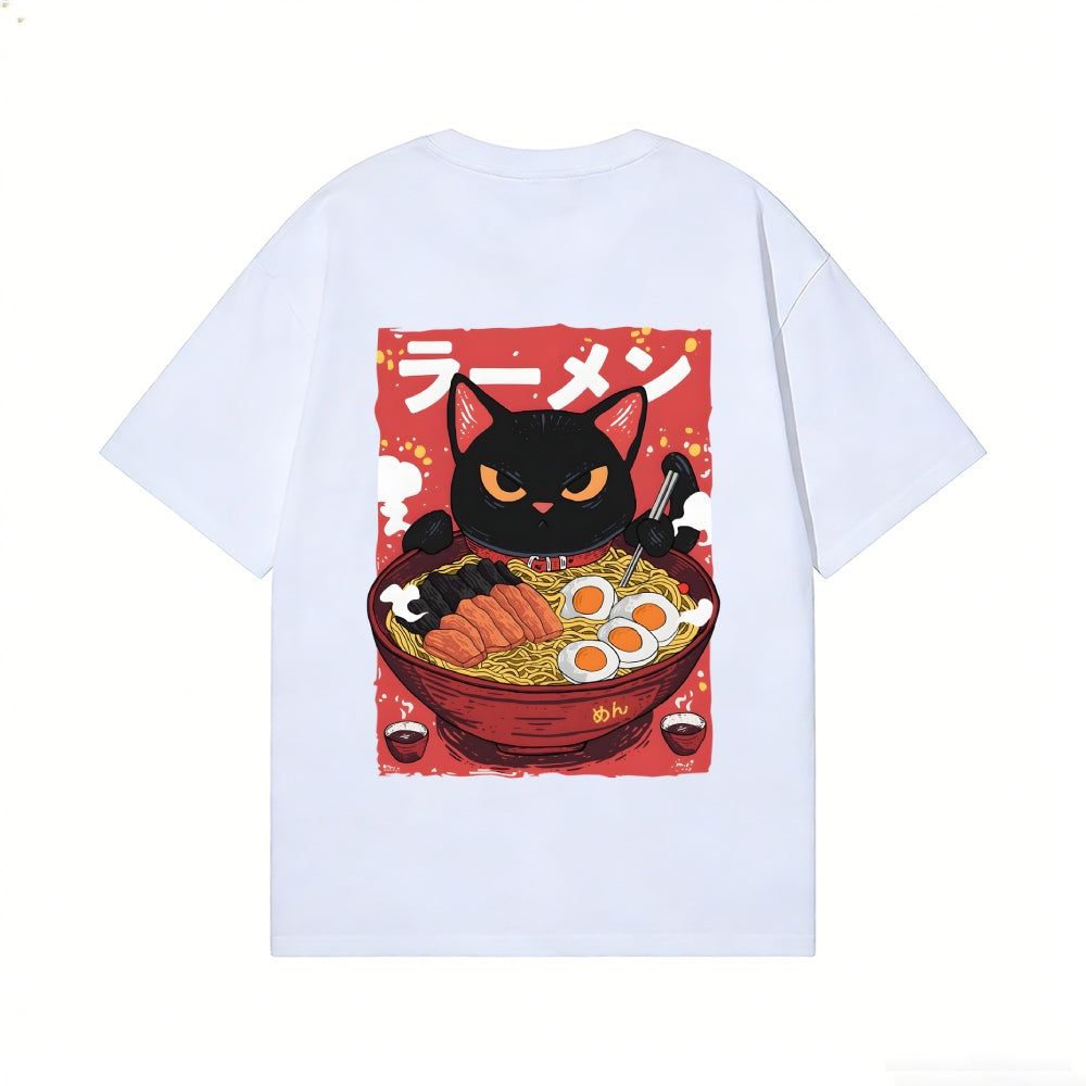 Ramen Cat Back Art Cotton Tee