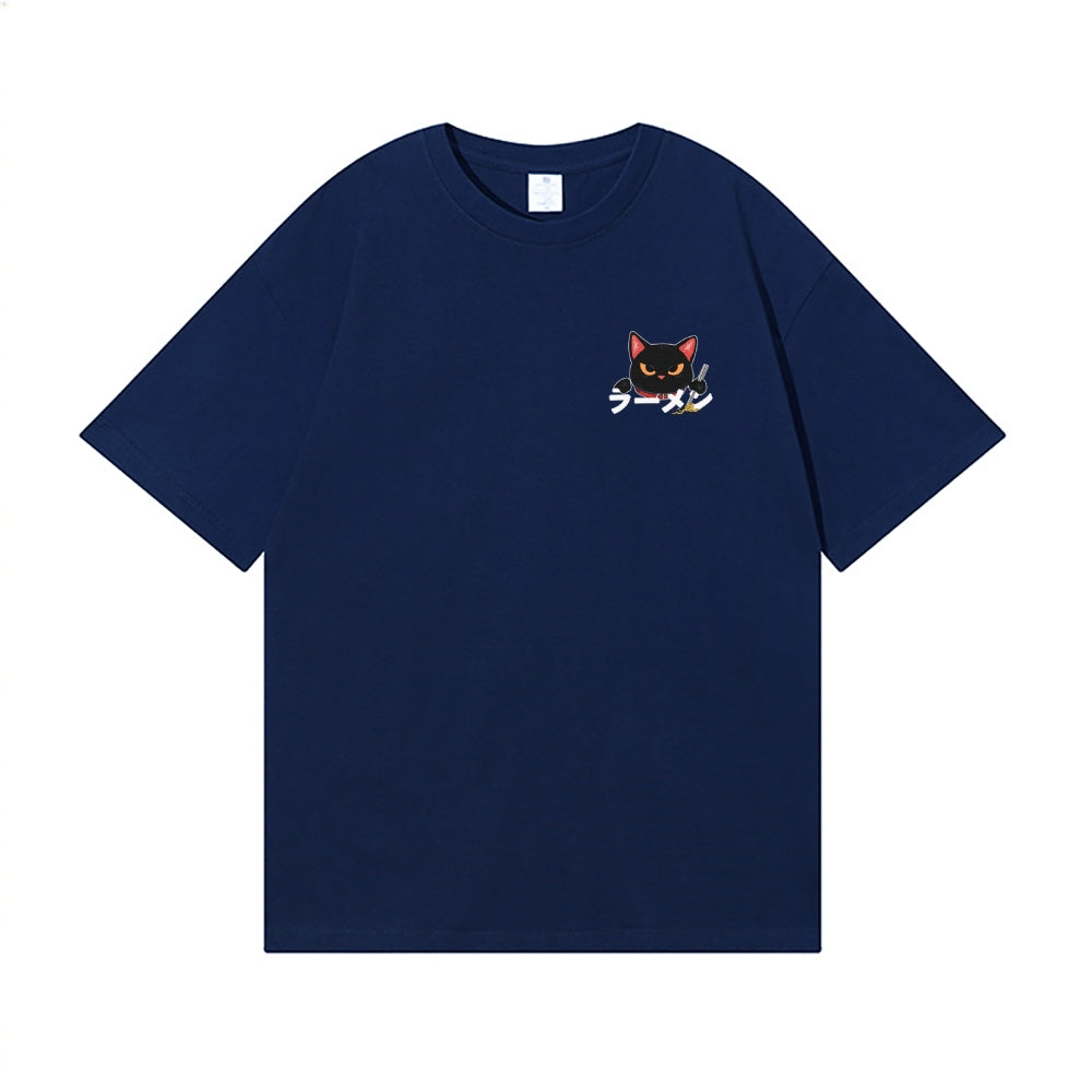 Ramen Cat Back Art Cotton Tee