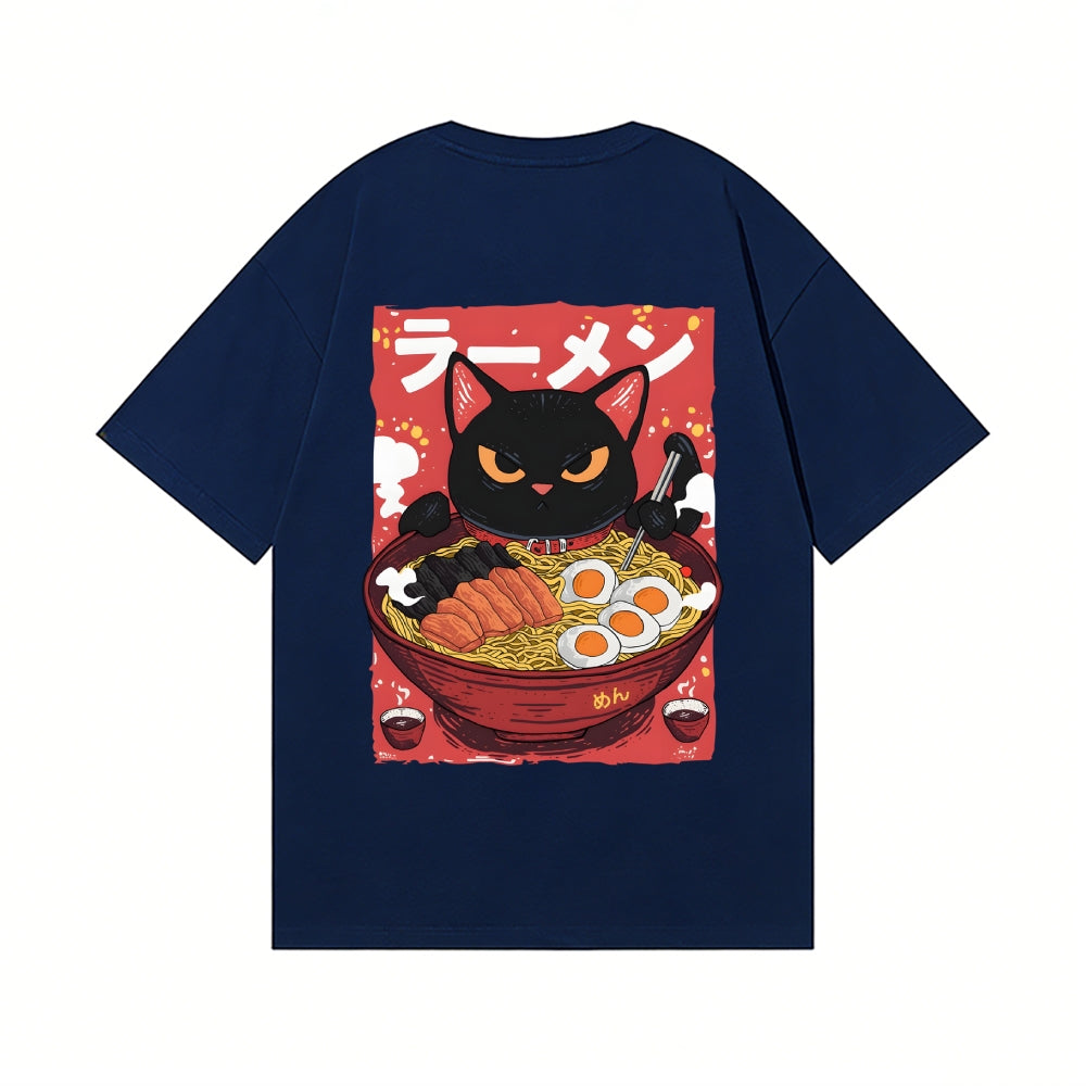 Ramen Cat Back Art Cotton Tee