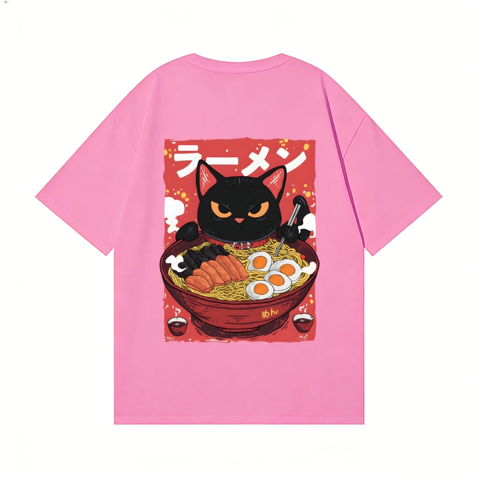 Ramen Cat Back Art Cotton Tee